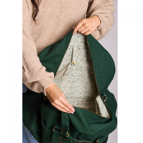 SAC DE VOYAGE YVES COTON BIO VERT SAPIN - HINDBAG - LE MOUTON A 3 PATTES - 2