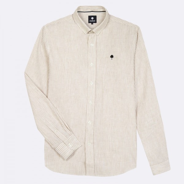 CHEMISE IVOY COTON ECRU ET CAMEL - FAGUO