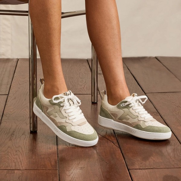 BASKETS BASSES DAHLIA ECRUES ET KAKI...