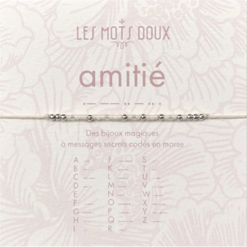 BRACELET LIEN CODE MORSE AMITIE ARGENT - LES MOTS DOUX - LE MOUTON A 3 PATTES - 1