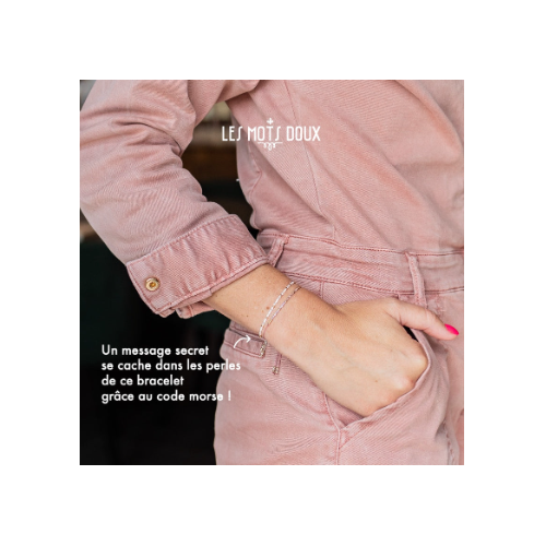 BRACELET LIEN CODE MORSE MERCI OR - LES MOTS DOUX - LE MOUTON A 3 PATTES - 3