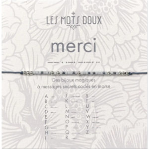 BRACELET LIEN CODE MORSE MERCI ARGENT - LES MOTS DOUX - LE MOUTON A 3 PATTES - 1