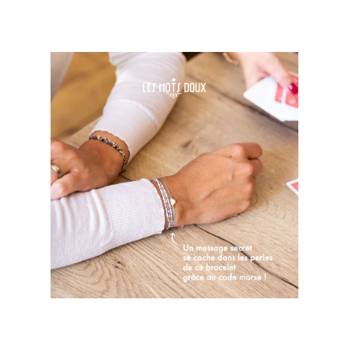 BRACELET LIEN CODE MORSE MERCI ARGENT - LES MOTS DOUX - LE MOUTON A 3 PATTES - 3