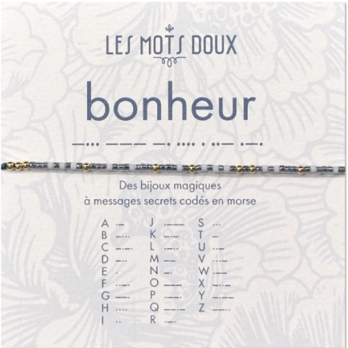 BRACELET LIEN CODE MORSE BONHEUR OR - LES MOTS DOUX  - LE MOUTON A 3 PATTES - 1