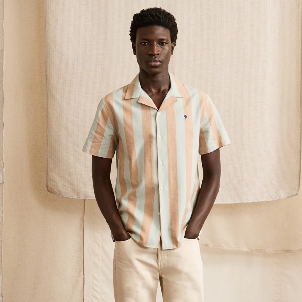 CHEMISE RAYEE VIMY BLEU CIEL ET OCRE...