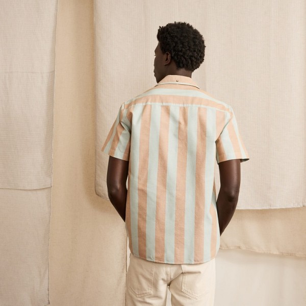 CHEMISE RAYEE VIMY BLEU CIEL ET OCRE...