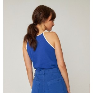 DEBARDEUR LIBE FINES BRETELLES COTON BIO BLEU INDIGO - SKFK - LE MOUTON A 3 PATTES - 1 2