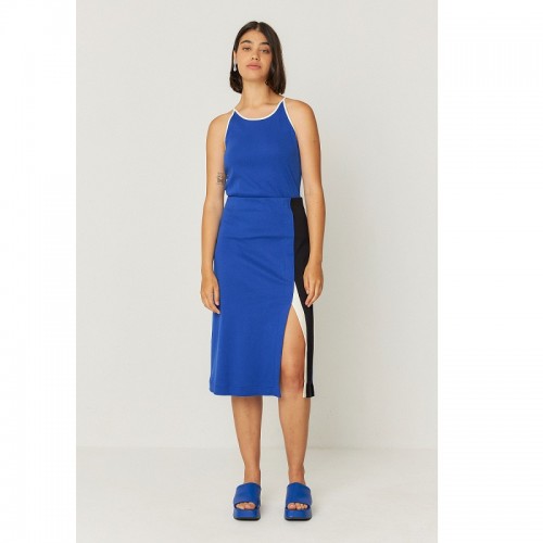 JUPE BAIZA DROITE EN COTON BIO BLEU INDIGO - SKFK - LE MOUTON A 3 PATTES - 1