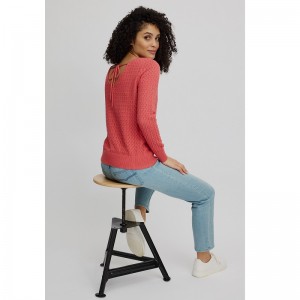 PULL TRICOT AJOURE COTON BIO CORAIL - TRANQUILLO - LE MOUTON A 3 PATTES - 1 2
