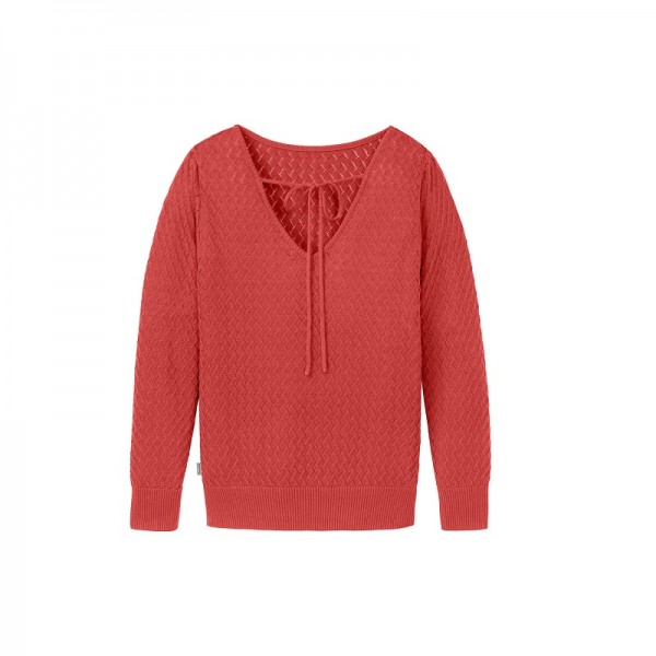 PULL TRICOT AJOURE COTON BIO CORAIL - TRANQUILLO - LE MOUTON A 3 PATTES - 5