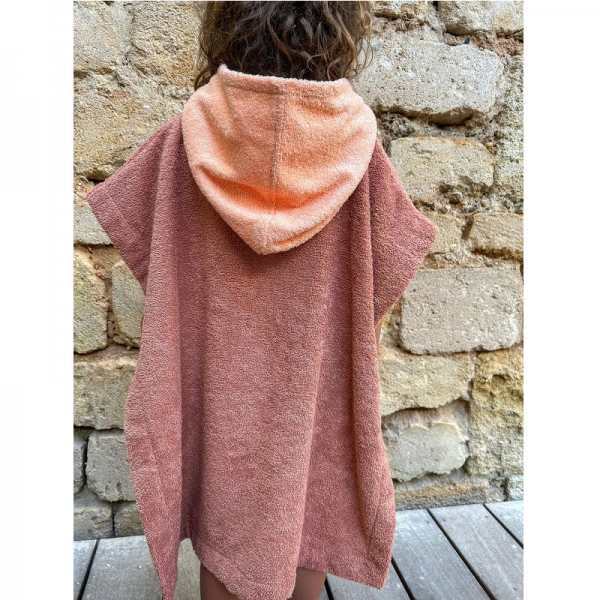 PONCHO DE BAIN ROSE ET SAUMON - POULE...