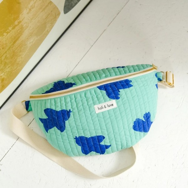 SAC BANANE FEMME MOTIF OISEAUX MINT -...