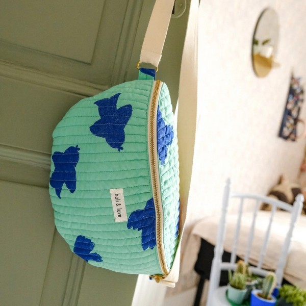 SAC BANANE FEMME MOTIF OISEAUX MINT -...