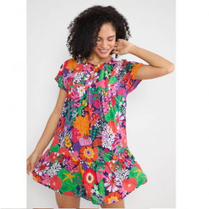 ROBE COURTE FLUIDE EN ECOVERO IMPRIME FLEURS COLOREES - BLUTSGESCHWISTER - LE MOUTON A 3 PATTES - 1