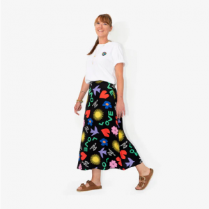 JUPE LONGUE NOIRE ECOVISCOSE SYMBOLS - WORLD OF POP - LE MOUTON A 3 PATTES