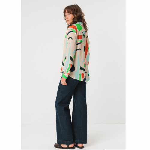 CHEMISIER ASUNE EN ECOVISCOSE IMPRIME - SKFK - LE MOUTON A 3 PATTES - 3