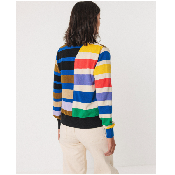 CARDIGAN COTON BIO MAIPI DAMIER MULTICOLOR - SKFK - LE MOUTON A 3 PATTES - 2