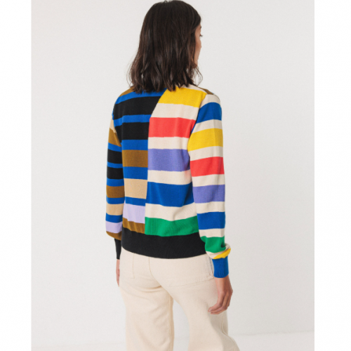 CARDIGAN COTON BIO MAIPI DAMIER MULTICOLOR - SKFK - LE MOUTON A 3 PATTES - 2