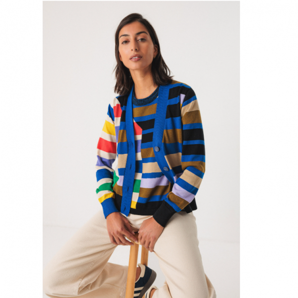 CARDIGAN COTON BIO MAIPI DAMIER MULTICOLOR - SKFK - LE MOUTON A 3 PATTES - 3