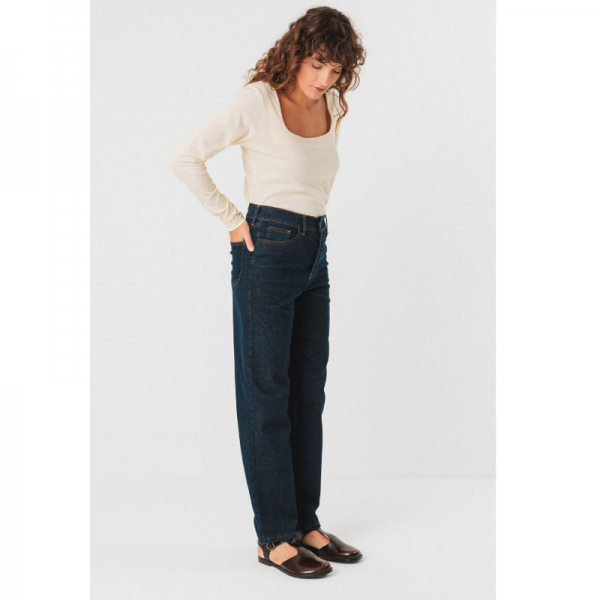 PANTALON ANIA DENIM DROIT COTON BIO DARK BLUE - SKFK - LE MOUTON A 3 PATTES - 3