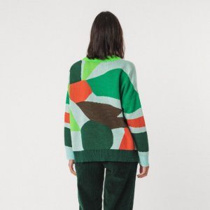 PULL AMPLE TRICOT JACQUARD COTON BIO LEXA MULTICOLOR - SKFK - LE MOUTON A 3 PATTES - 1 2