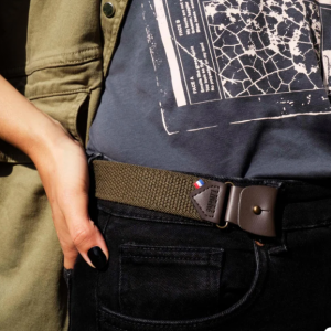 CEINTURE SANS BOUCLE VEGAN ET RECYCLEE KAKI - LIBELTE - LE MOUTON A 3 PATTES - 1 2