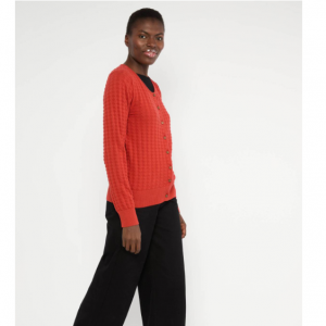 CARDIGAN COL ROND ORANGE COTON BIO - BLUTSGESCHWISTER - LE MOUTON A 3 PATTES - 1