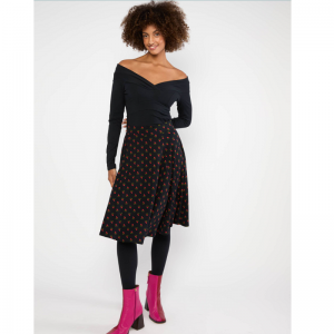 JUPE QUI TOURNE IMPRIMEE NOIRE COTON BIO - BLUTSGESCHWISTER - LE MOUTON A 3 PATTES - 1 2