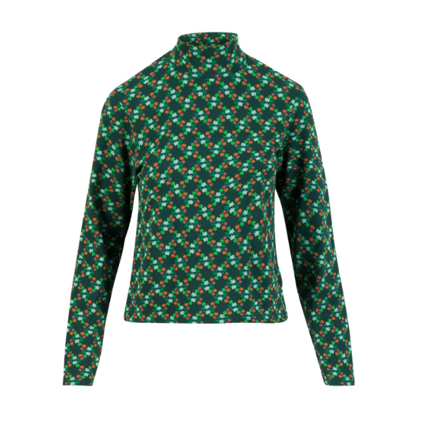 HAUT COL MONTANT FANTAISIE FLEURS VERT - BLUTSGESCHWISTER - LE MOUTON A 3 PATTES - 3