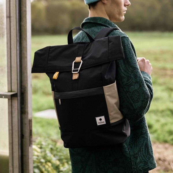 SAC A DOS CYCLING NOIR POLYESTER RECYCLE - FAGUO - LE MOUTON A 3 PATTES - 1