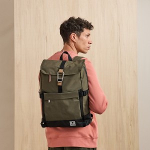 SAC A DOS KAKI COMMUTER POLYESTER RECYCLE - FAGUO - LE MOUTON A 3 PATTES - 2