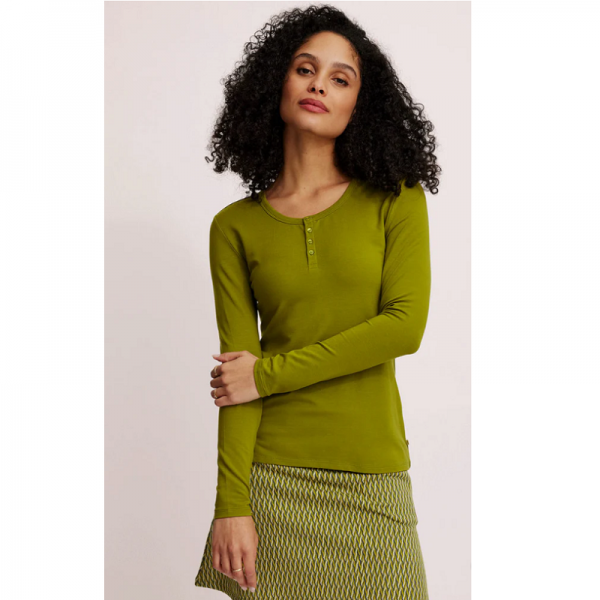 HAUT COL ROND BOUTONS BASIC TENCEL VERT - TRANQUILLO - LE MOUTON A 3 PATTES - 1