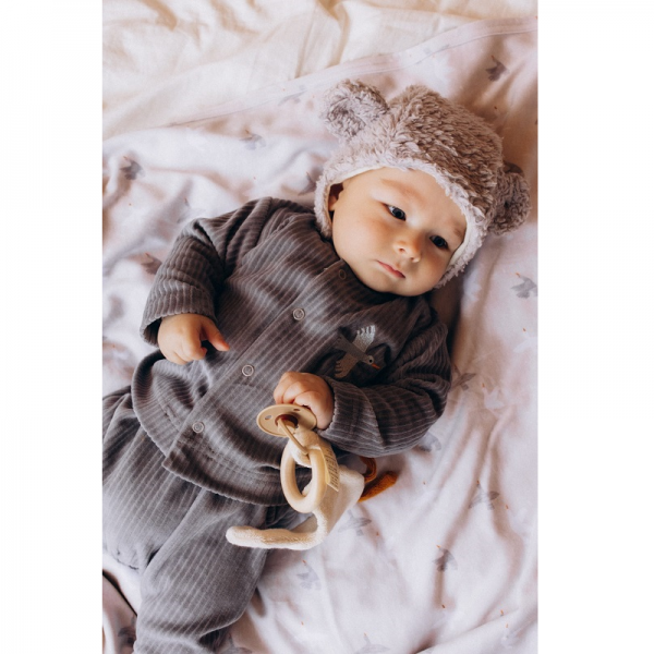VESTE VELOURS COTELE BEBE GRIS- WOOLY...