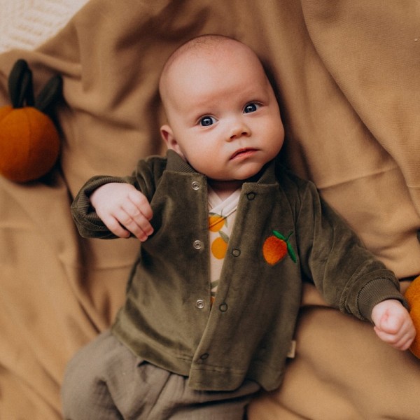 VESTE VELOURS BEBE VERTE - WOOLY ORGANIC