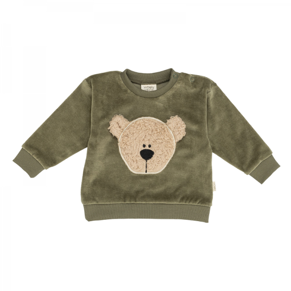 SWEAT BEBE VELOURS VERT OURS- WOOLY...