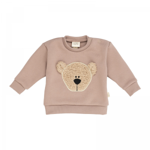 SWEAT BEBE VIEUX ROSE OURS-...