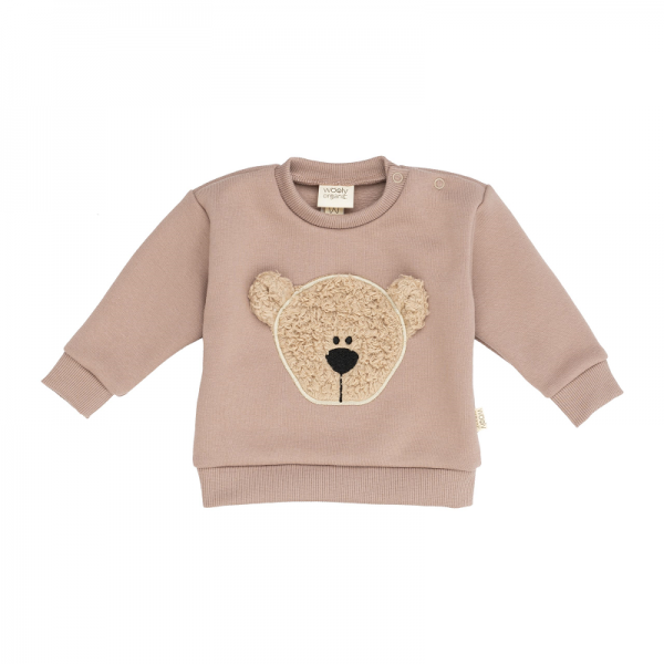 SWEAT BEBE VIEUX ROSE OURS- WOOLY...