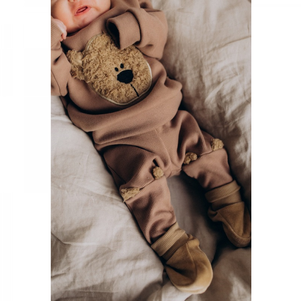 SWEAT BEBE VIEUX ROSE OURS- WOOLY...