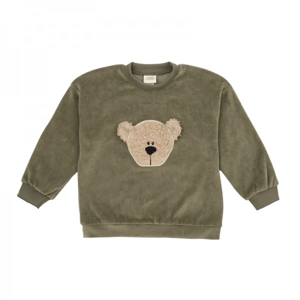 SWEAT ENFANT VELOURS VERT OURS- WOOLY...