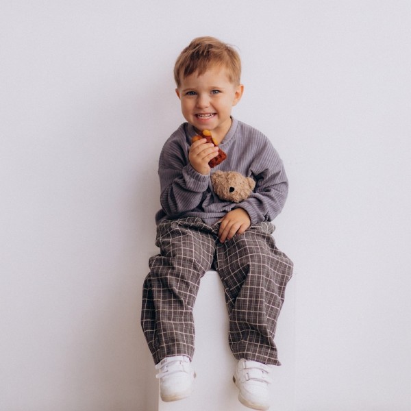 SWEAT ENFANT  VELOURS GRIS OURS -...