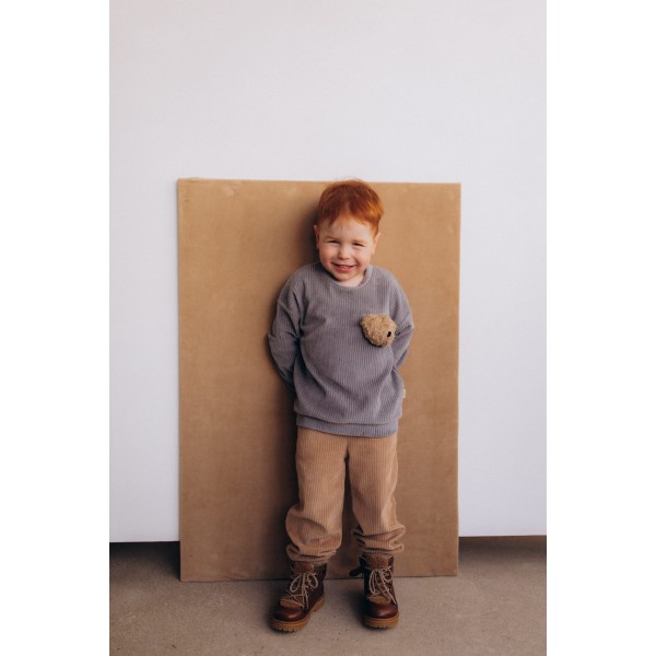 SWEAT ENFANT  VELOURS GRIS OURS -...