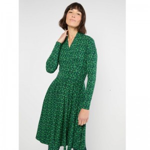 ROBE MANCHES LONGUES ECOVISCOSE IMPRIME VERT - BLUTSGESCHWISTER - LE MOUTON A 3 PATTES - 1