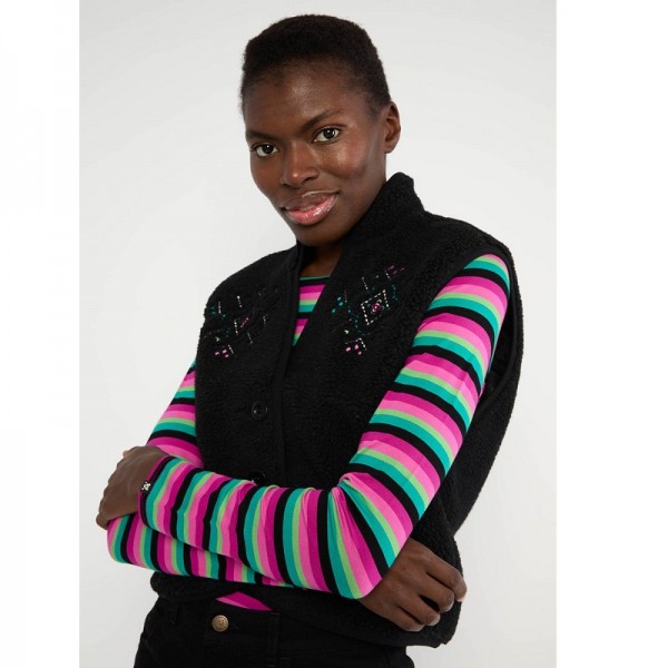 GILET POLAIRE SANS MANCHE POLYESTER RECYCLE NOIR - BLUTSGESCHWISTER - LE MOUTON A 3 PATTES - 1