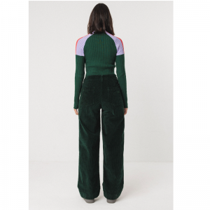 PANTALON LEARTZA LARGE EN VELOURS COTELE VERT FONCE - SKFK - LE MOUTON A 3 PATTES - 1 2