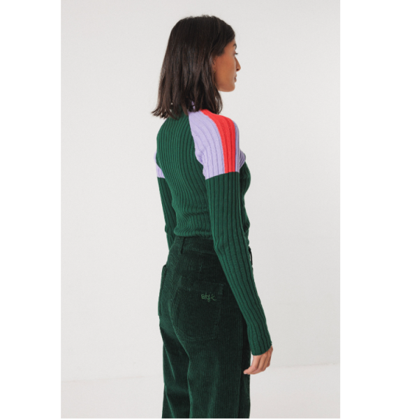 PANTALON LEARTZA LARGE EN VELOURS COTELE VERT FONCE - SKFK - LE MOUTON A 3 PATTES - 3