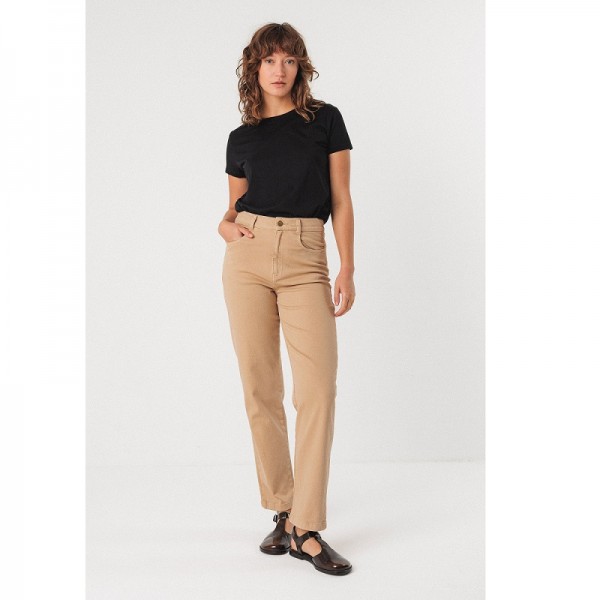 PANTALON DROIT IBIA COTON BIO BEIGE - SKFK - LE MOUTON A 3 PATTES - 1