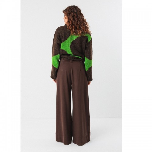 PANTALON PALAZZO TENCEL NIA MARRON - SKFK - LE MOUTON A 3 PATTES - 2