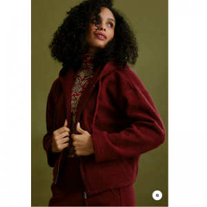 VESTE ZIPPEE LAINE BOUILLIE BORDEAUX - TRANQUILLO - LE MOUTON A 3 PATTES - 1 2