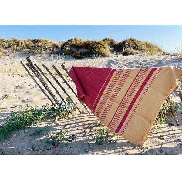 FOUTA SAND COTON BIO SABLE OCRE ROUGE - KARAWAN AUTHENTIC - LE MOUTON A 3 PATTES - 1