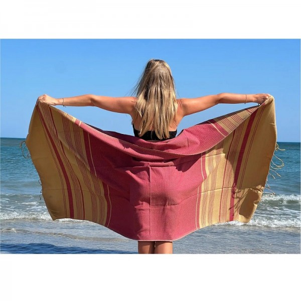 FOUTA SAND COTON BIO SABLE OCRE ROUGE - KARAWAN AUTHENTIC - LE MOUTON A 3 PATTES - 2